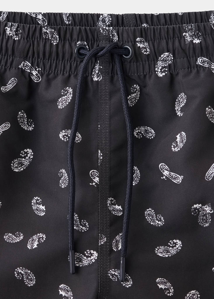 Printed drawstring swimming costume — Navy