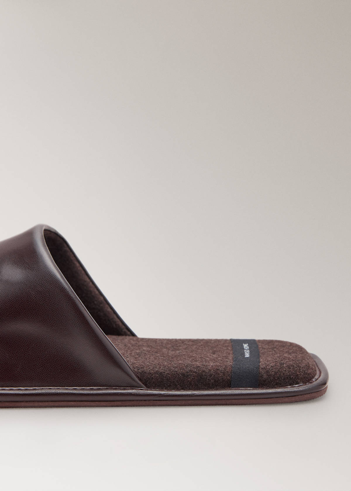 Slip-on mule trainer with leather-look finish — Brown