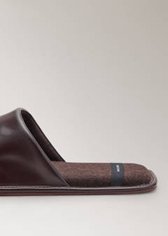 Slip-on mule trainer with leather-look finish — Brown 2