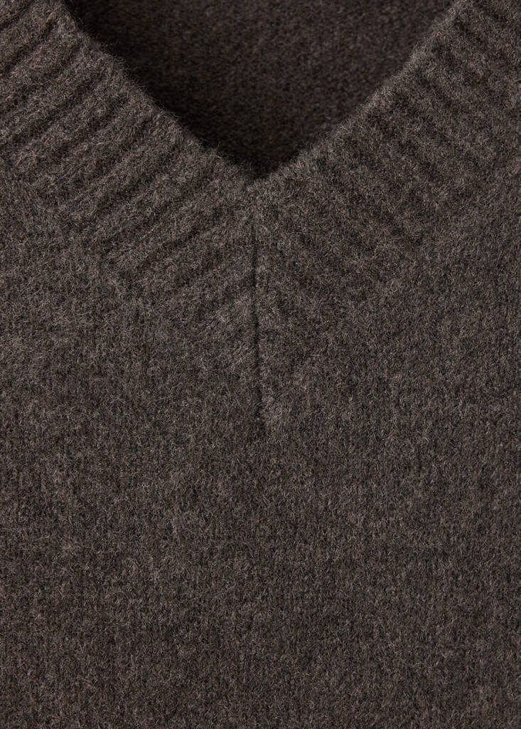 Jersey pyjama jumper with V-neck — Chocolate