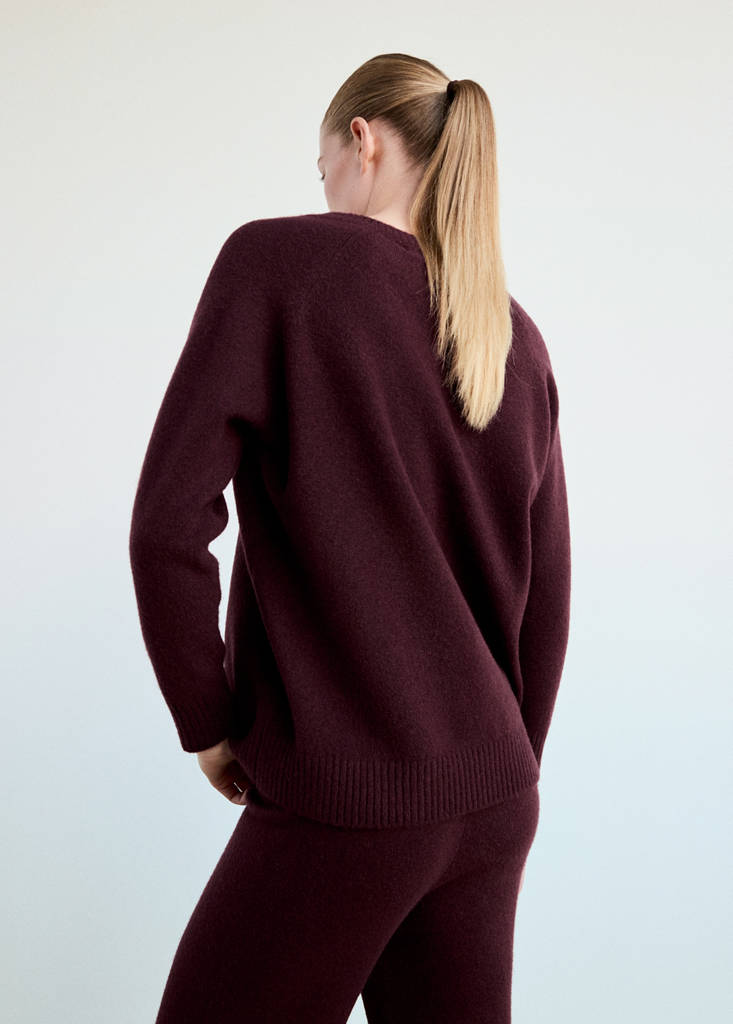 Jersey pyjama jumper with V-neck — Burgundy