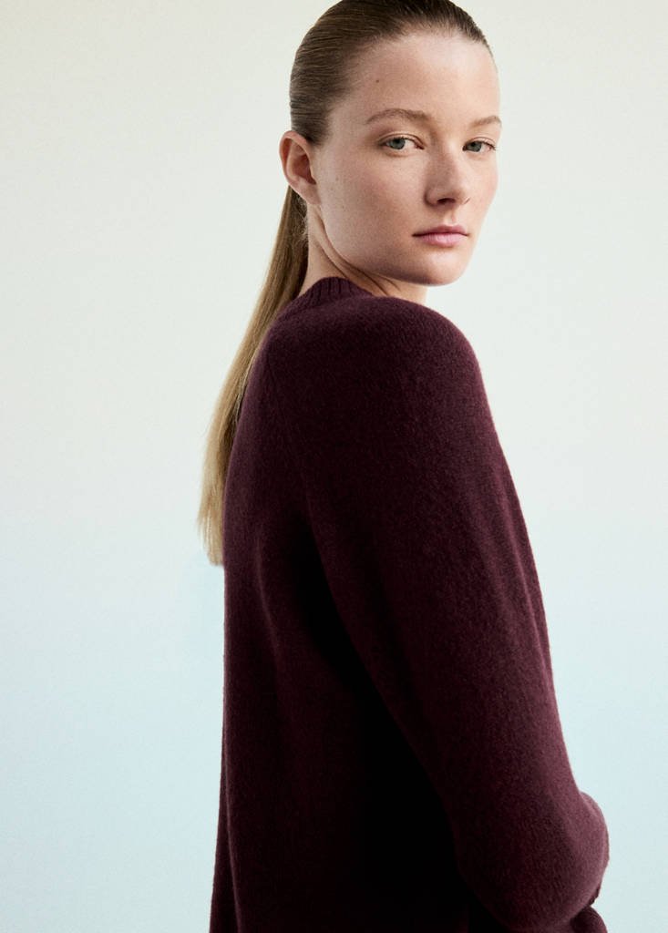 Jersey pyjama jumper with V-neck — Burgundy