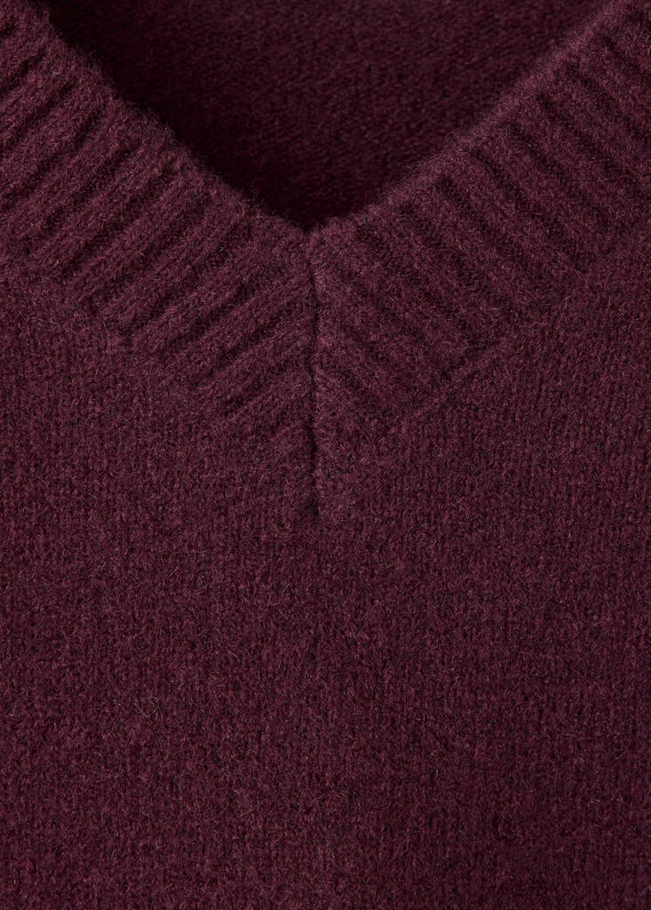 Jersey pyjama jumper with V-neck — Burgundy
