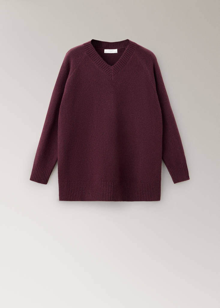 Jersey pyjama jumper with V-neck — Burgundy