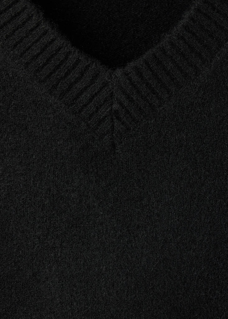 Jersey pyjama jumper with V-neck — Black
