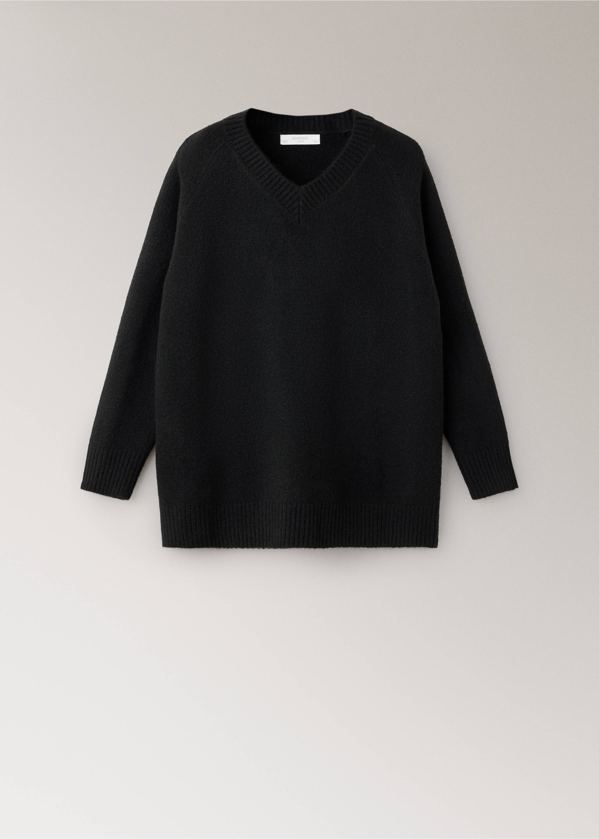 Jersey pyjama jumper with V-neck - Article without model, Black. Ref: 37021442-00.