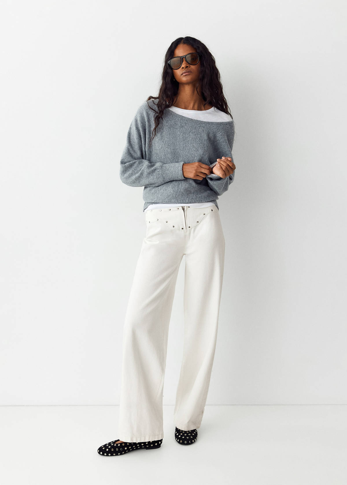 Straight-leg jeans with permanent studs — Off White