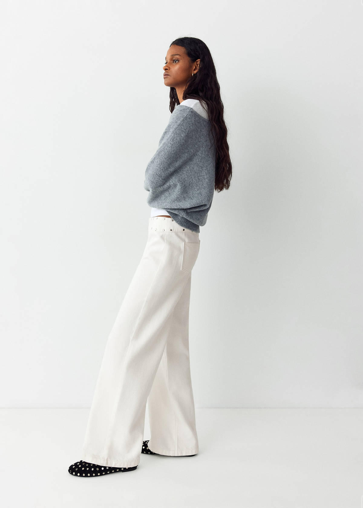 Straight-leg jeans with permanent studs — Off White