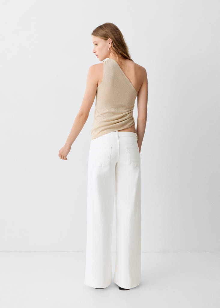 Wide-leg jeans with decorative stitching — White