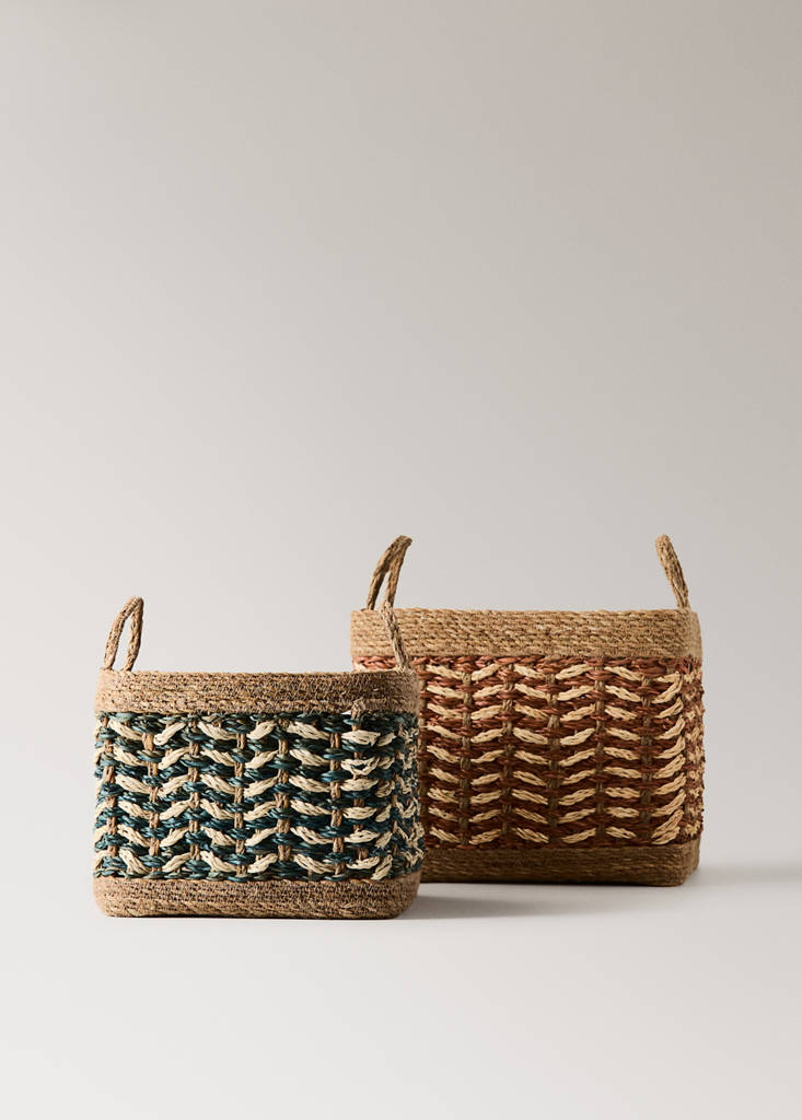 Large braided border basket — Pink