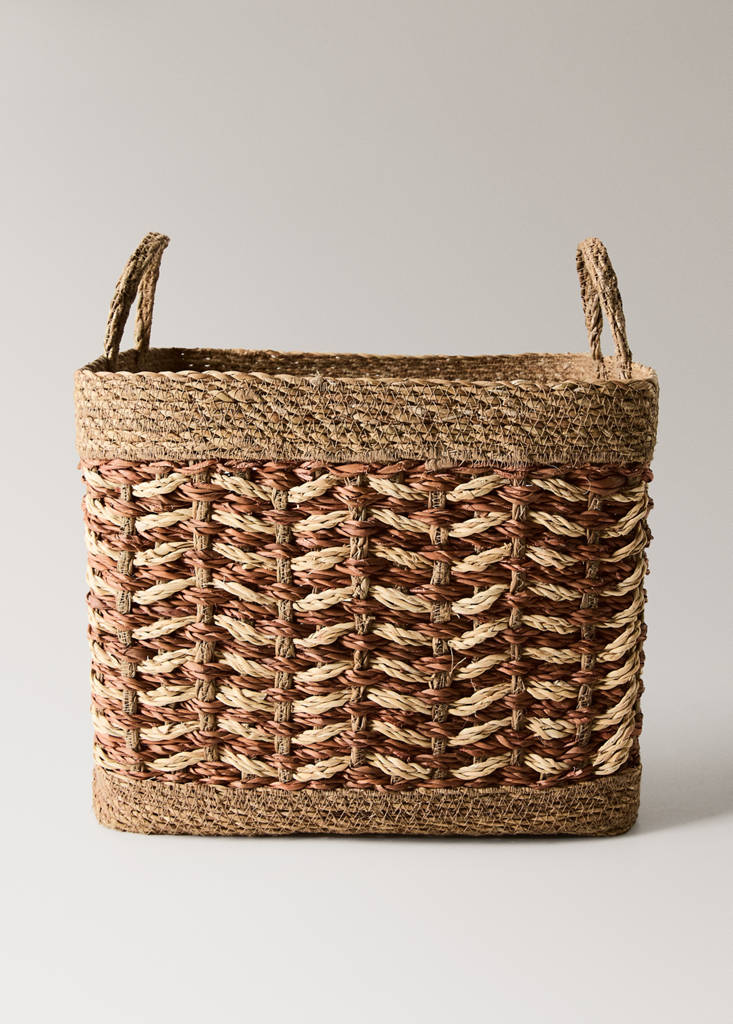 Large braided border basket — Pink