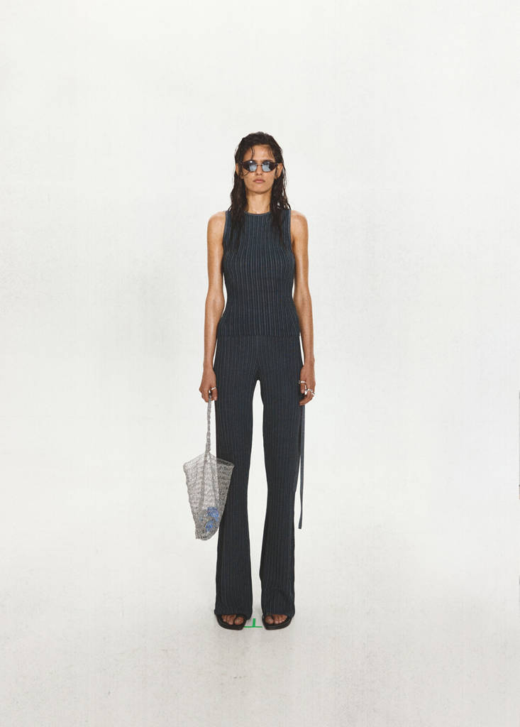 Ribbed open-back top — Dark Blue