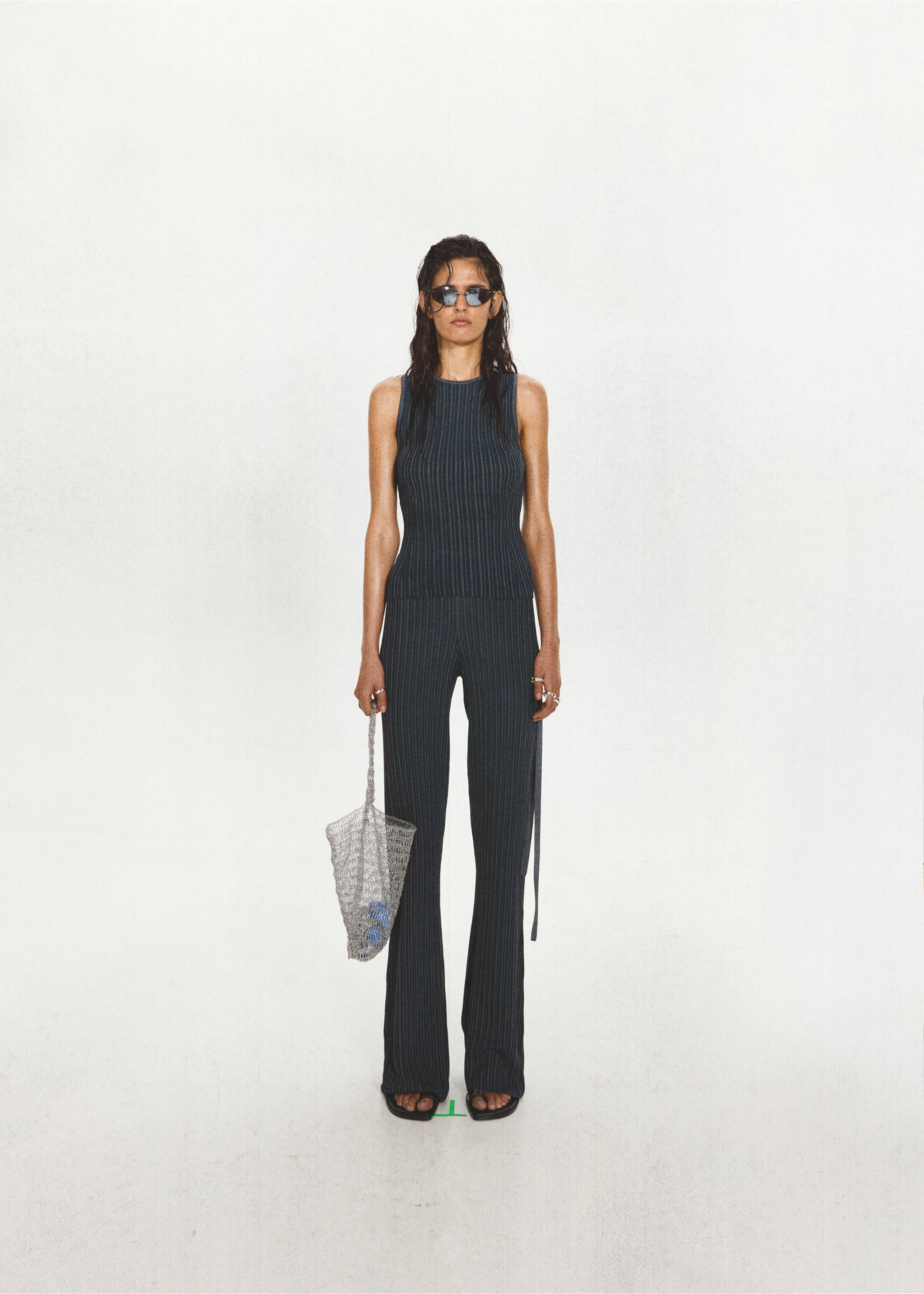 Open-back ribbed top - General plane, Dark Blue. Ref: 37021447-00.