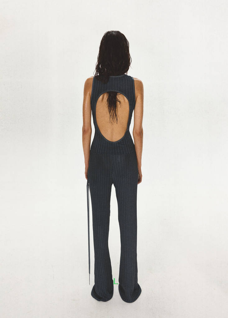 Ribbed open-back top — Dark Blue