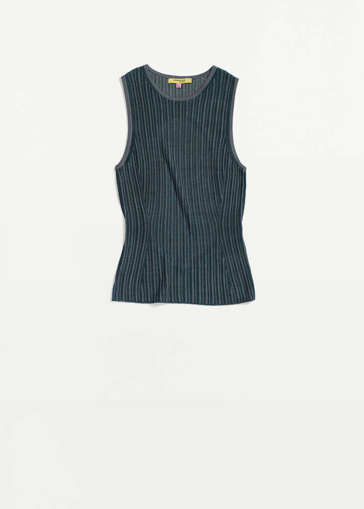 Ribbed open-back top — Dark Blue