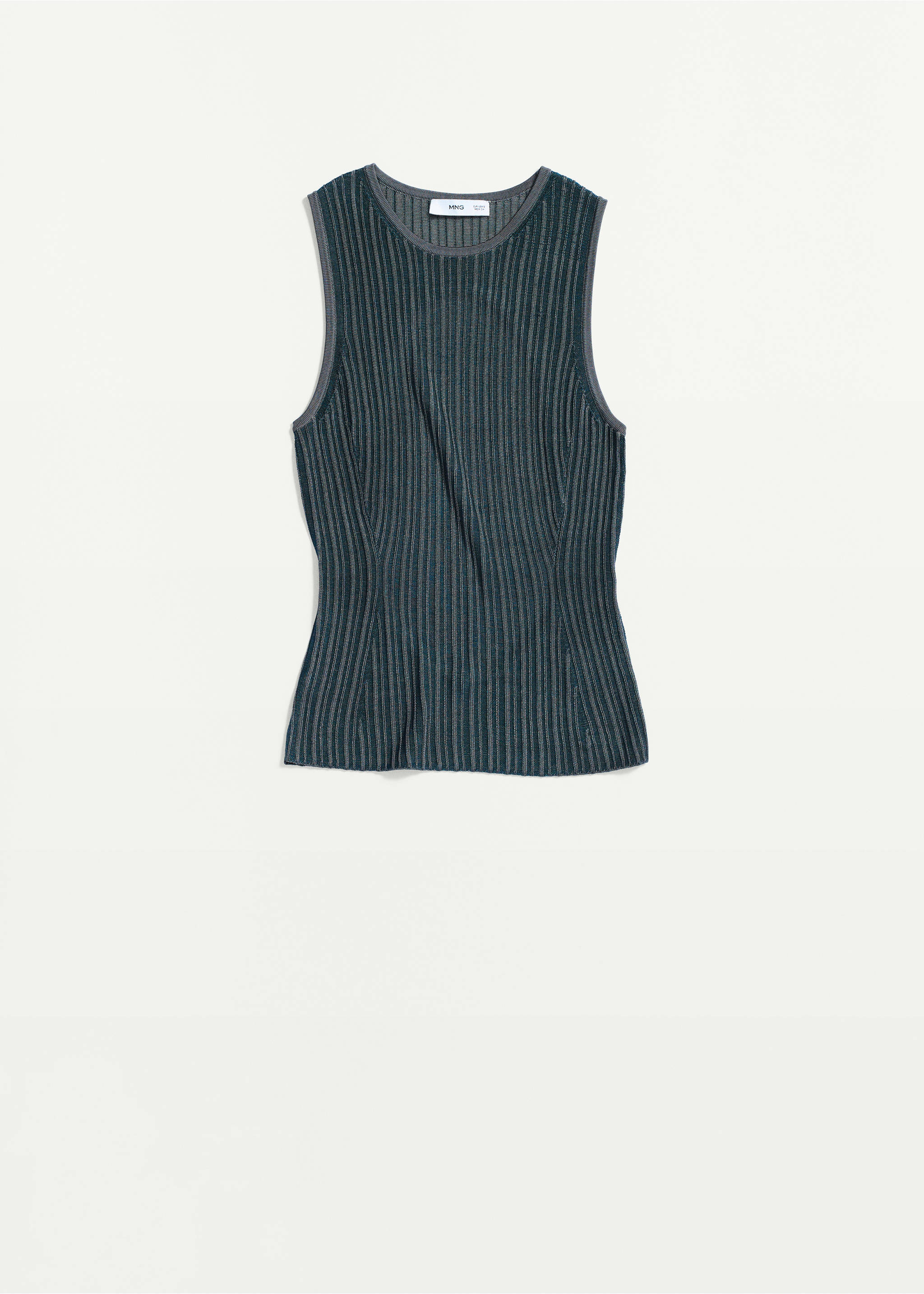 Open-back ribbed top - Article without model, Dark Blue. Ref: 37021447-00.