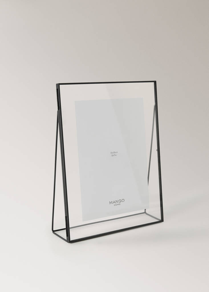 Large frame with metal edge and triangular base — Black