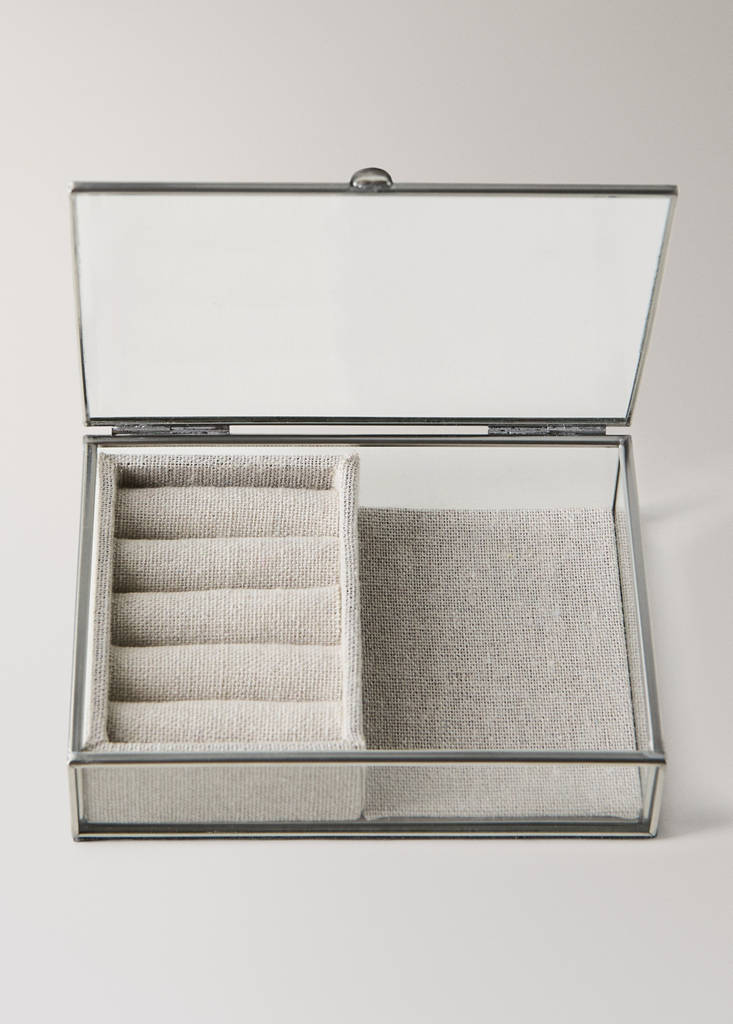 Small glass jewellery box — Ecru