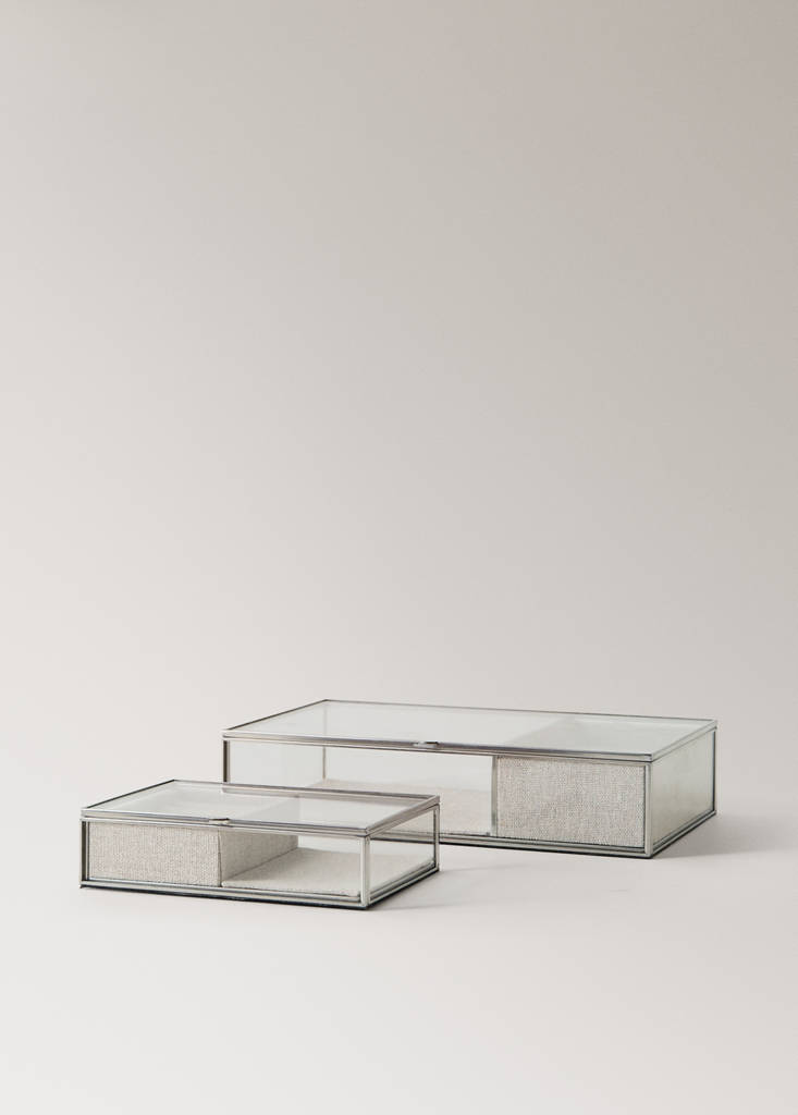 Small glass jewellery box — Ecru