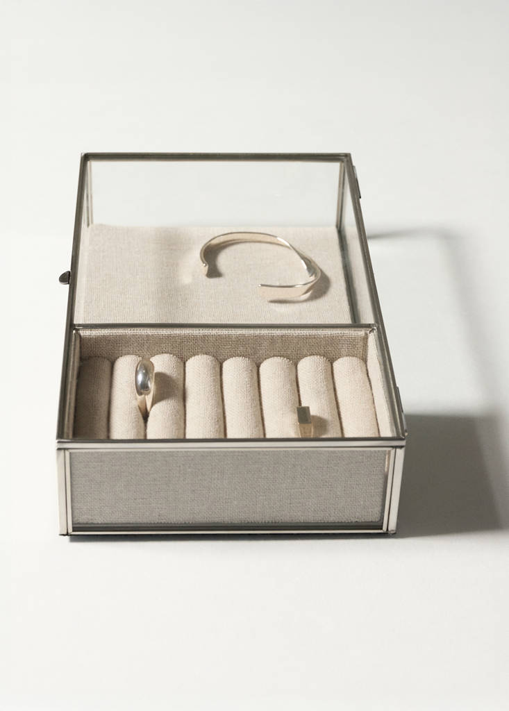 Medium glass jewellery box — Ecru