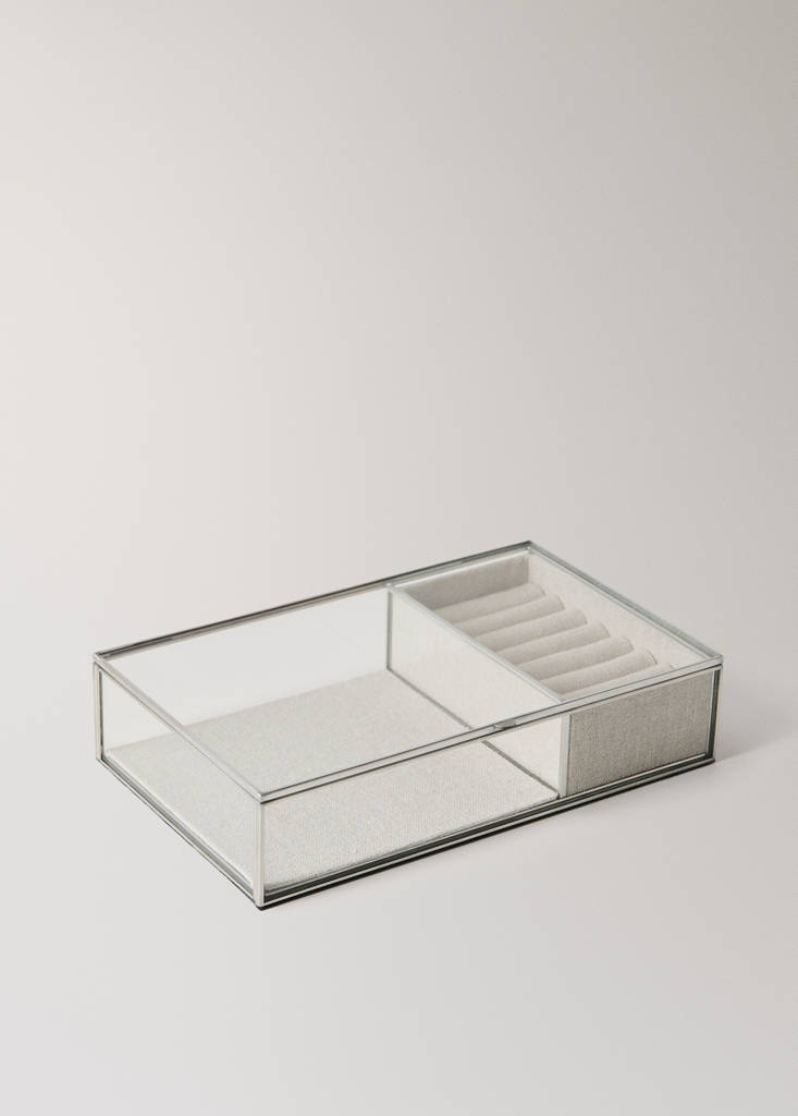 Medium glass jewellery box — Ecru