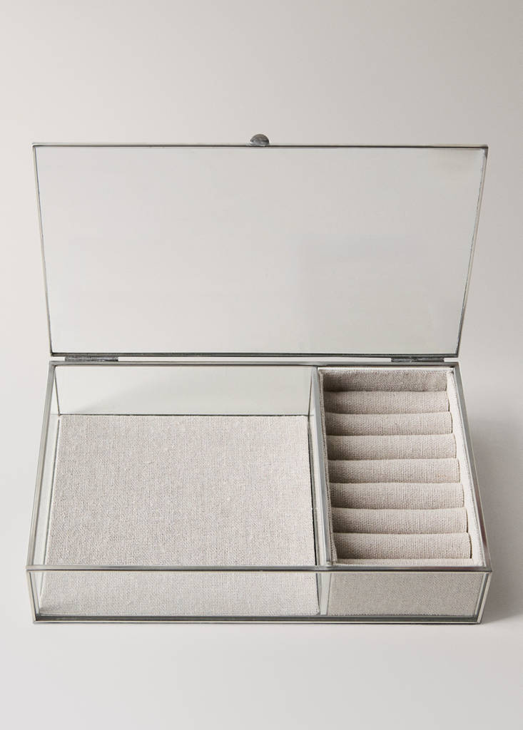 Medium glass jewellery box — Ecru