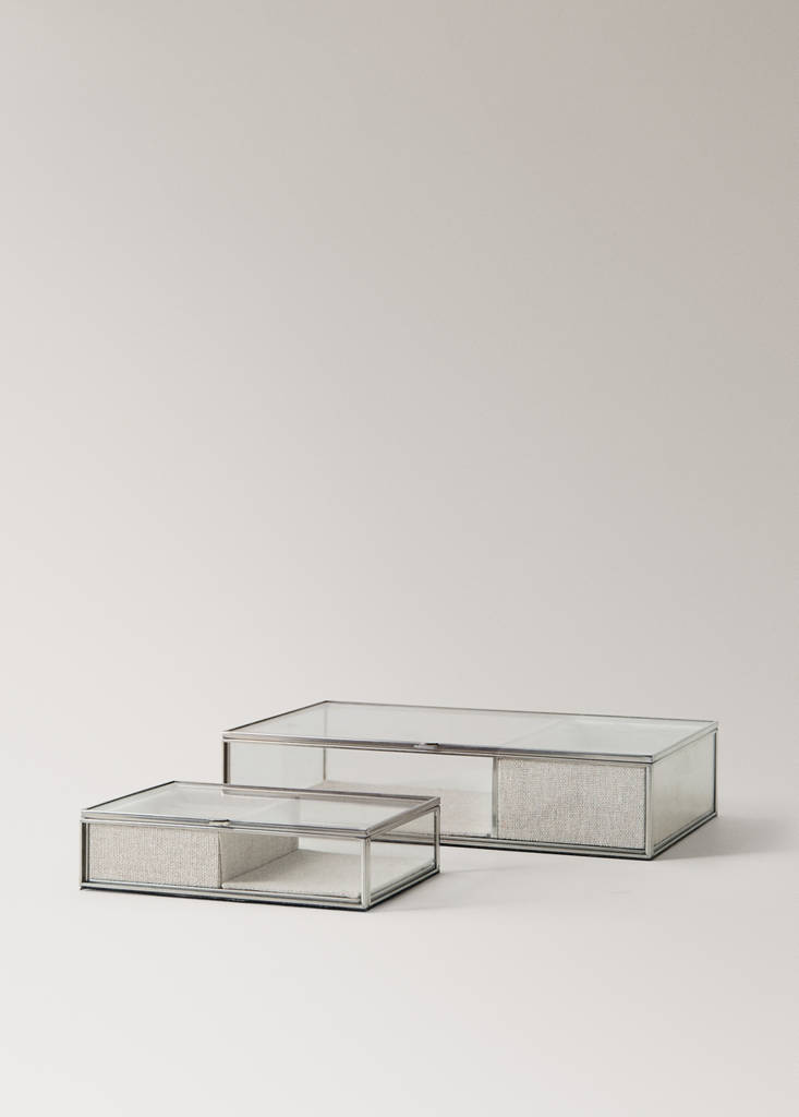 Medium glass jewellery box — Ecru