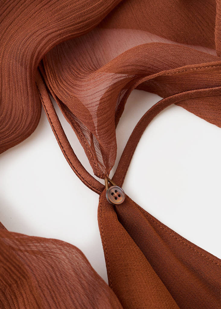Satin halter neck dress — Brown