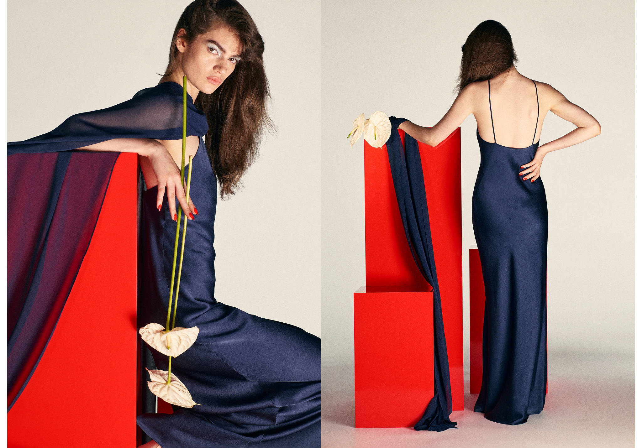 Satin halter neck dress - Panoramic plane