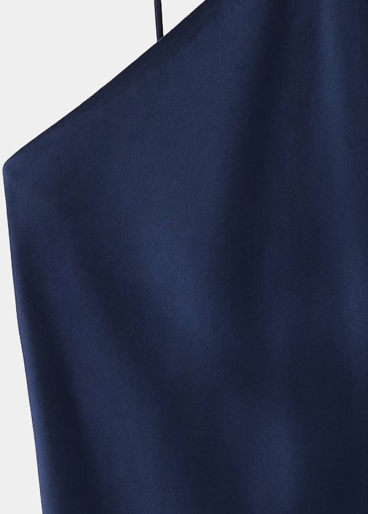 Satin halter neck dress — Night Blue