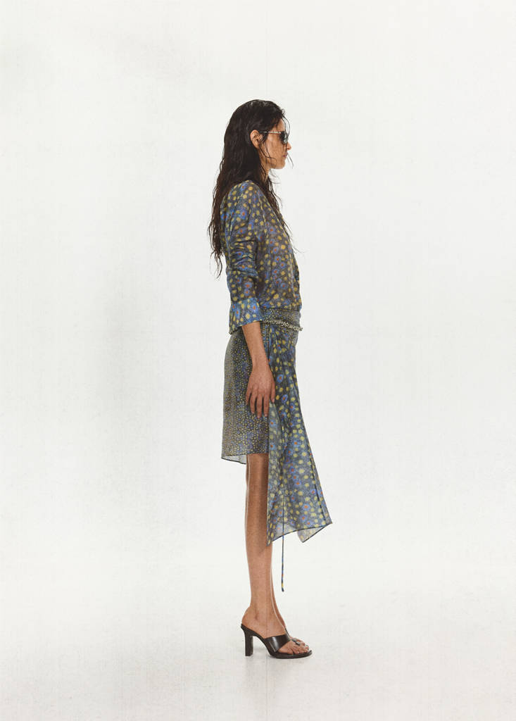 Layered print skirt — Black