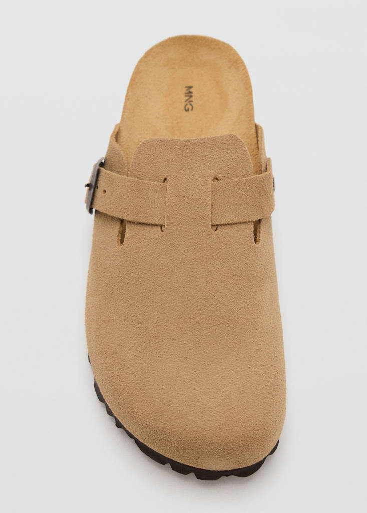 Leather clogs with buckle — Sand