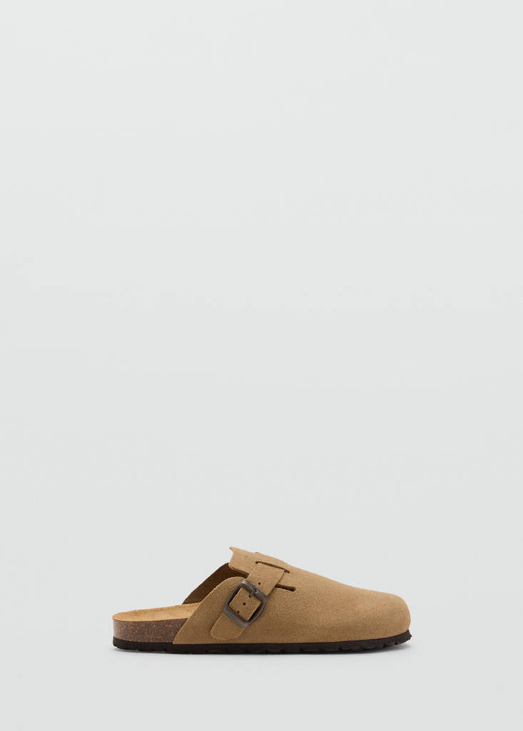 Leather clogs with buckle — Sand