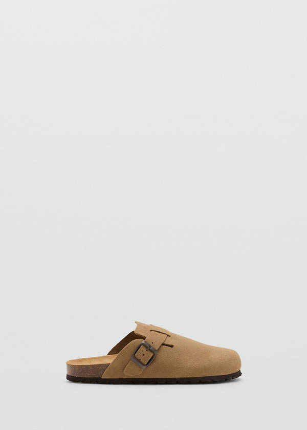 Leather clogs with buckle — Sand