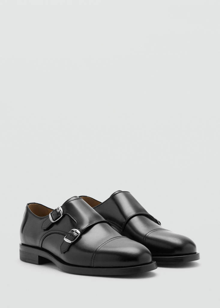 Buty skórzane z dwiema sprzączkami czarny - Mężczyzna - 39 - MANGO MAN