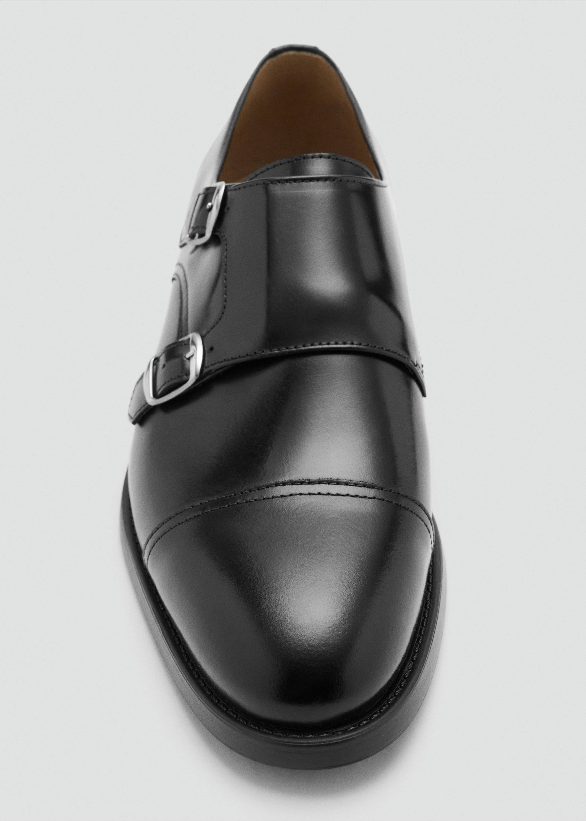 Double buckle leather shoe - Details of the article 3, Black. Ref: 37021464-00.