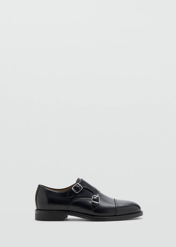Double buckle leather shoe — Black