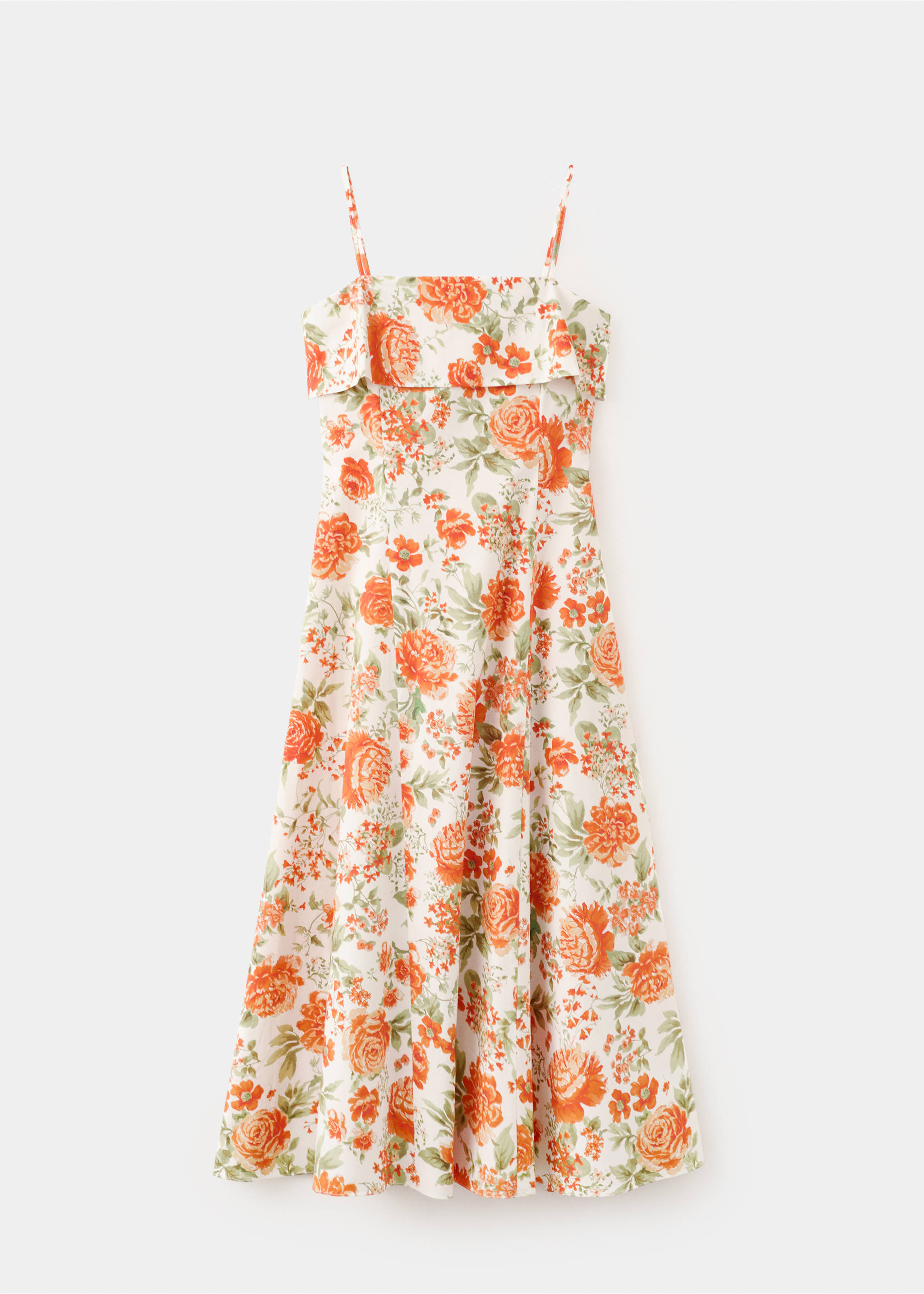 Floral-print flared dress - Article without model, Orange. Ref: 37021467-00.