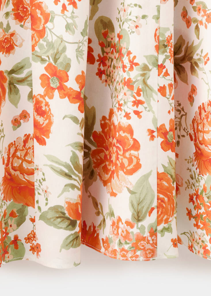 Floral-print flared dress — Orange