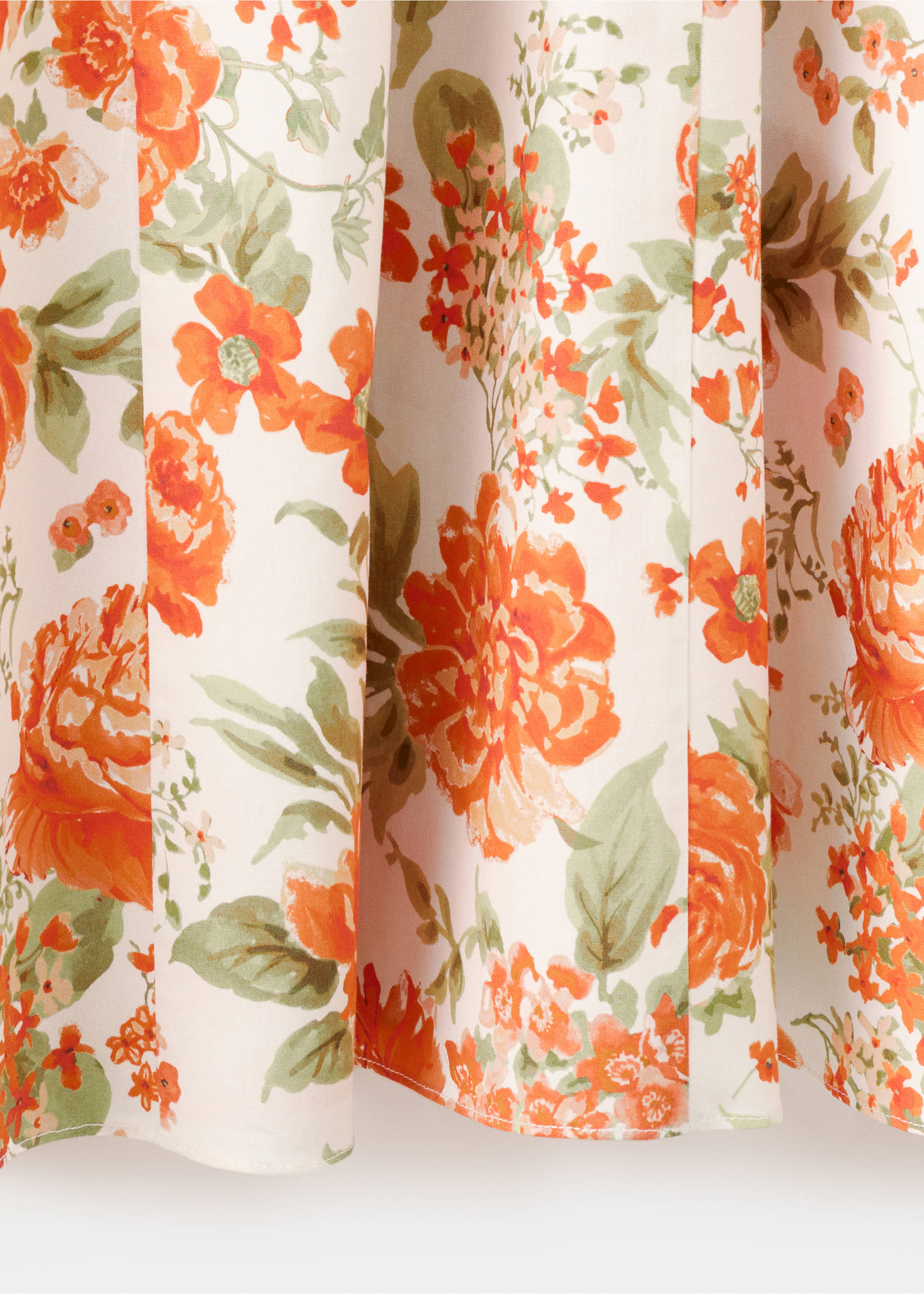 Floral-print flared dress - Details of the article 0, Orange. Ref: 37021467-00.