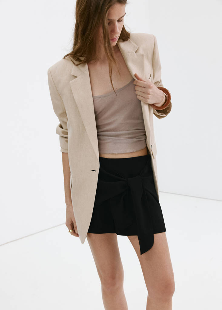 Straight shorts with tie detail — Black