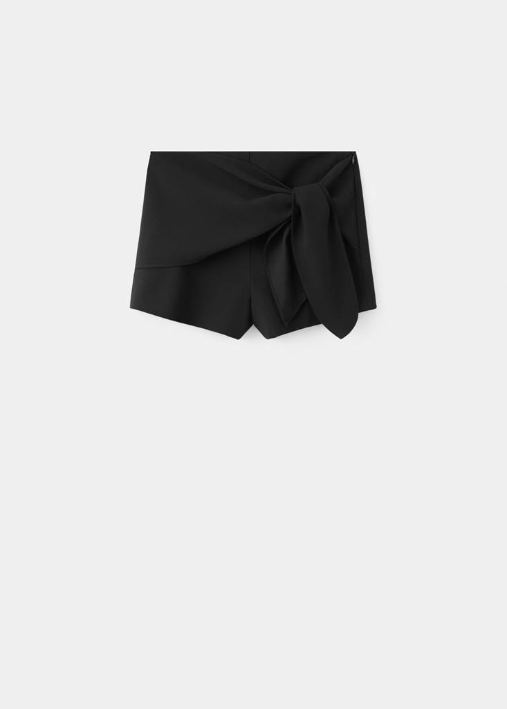 Straight shorts with tie detail — Black