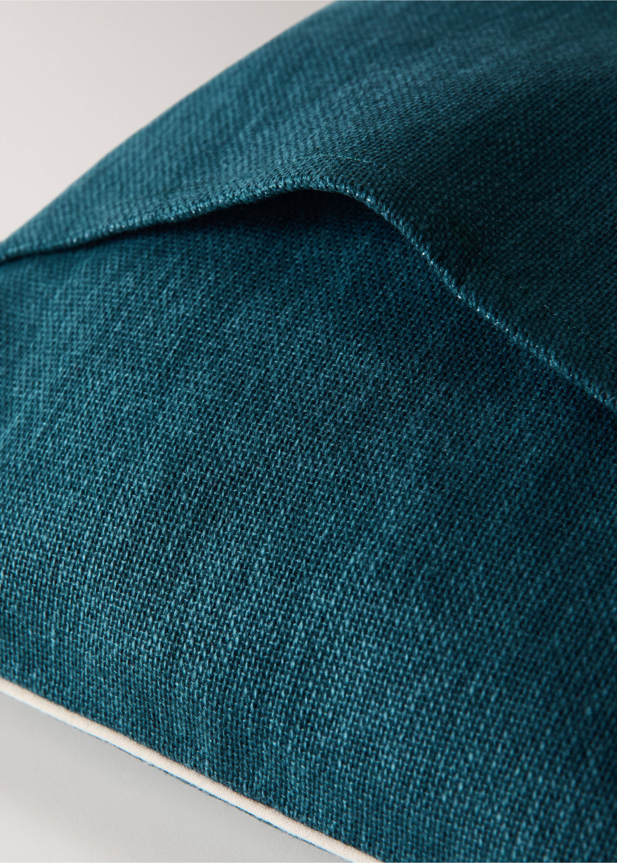 Cotton cushion cover 30x50 cm - Details of the article 2, Petrol Blue. Ref: 37021469-00.