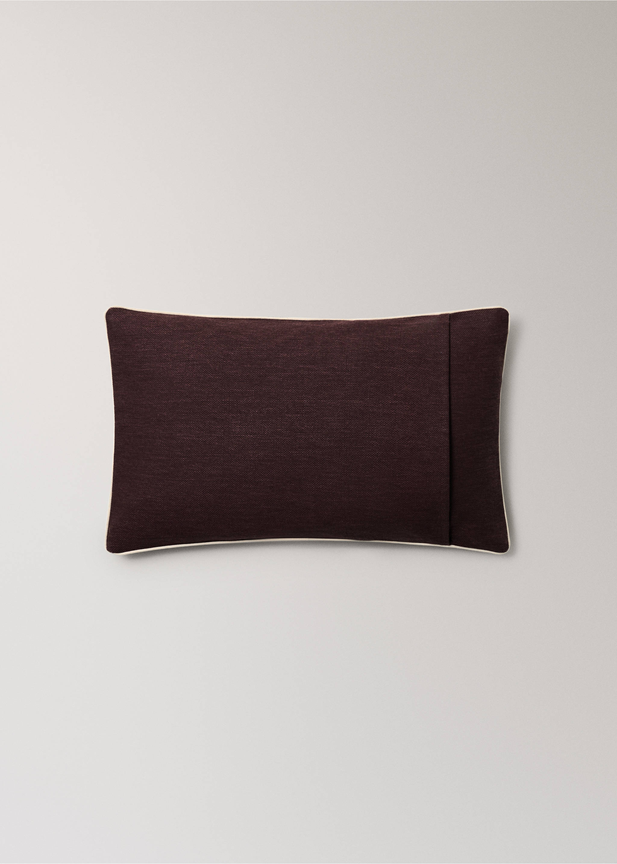 Housse coussin coton liseré 30x50 cm - Détail de l'article 4, Rouge foncé. Ref: 37021469-00.