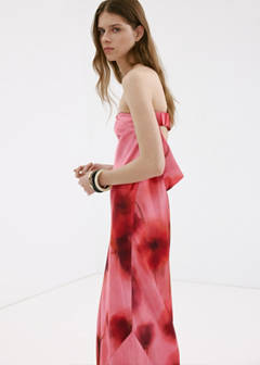 Strapless floral dress — Pastel Pink 1