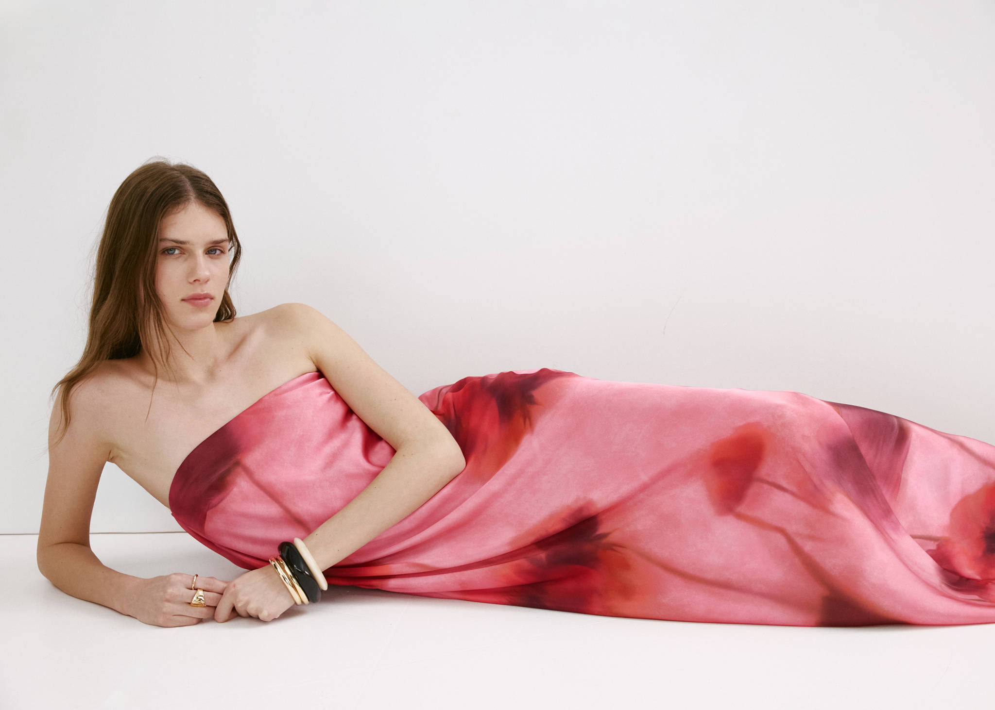 Strapless floral dress - Panoramic plane