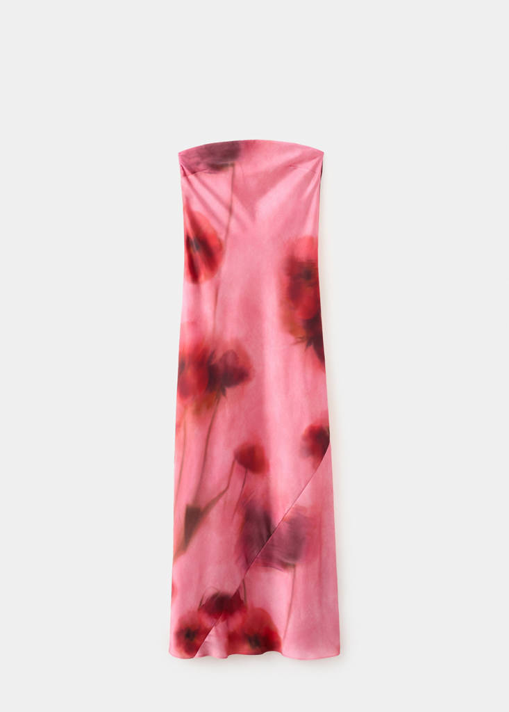 Strapless floral dress — Pastel Pink