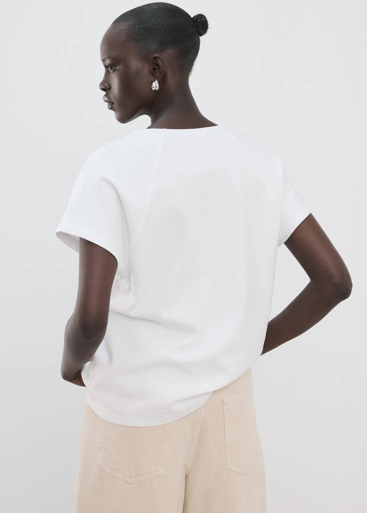 V-neck cotton T-shirt — White