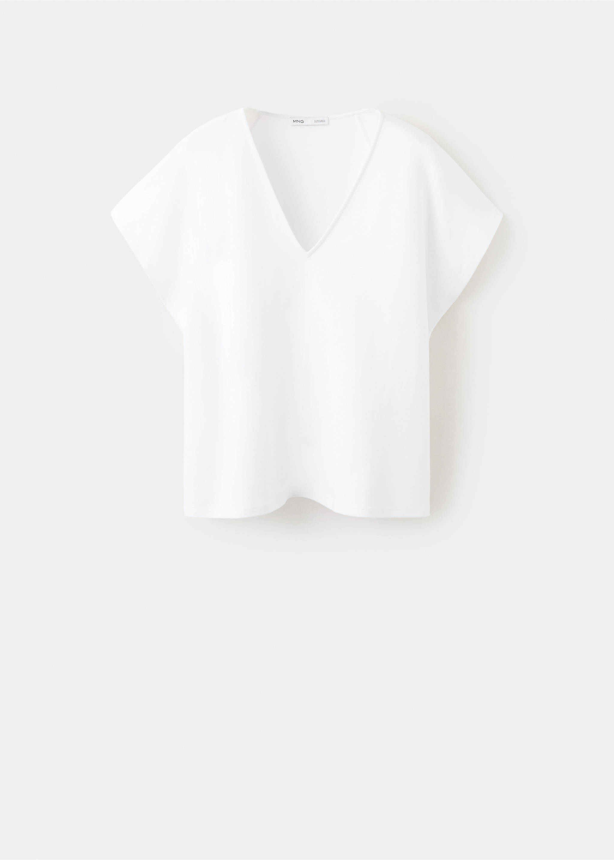 V-neck cotton T-shirt - Article without model, White. Ref: 37021472-00.