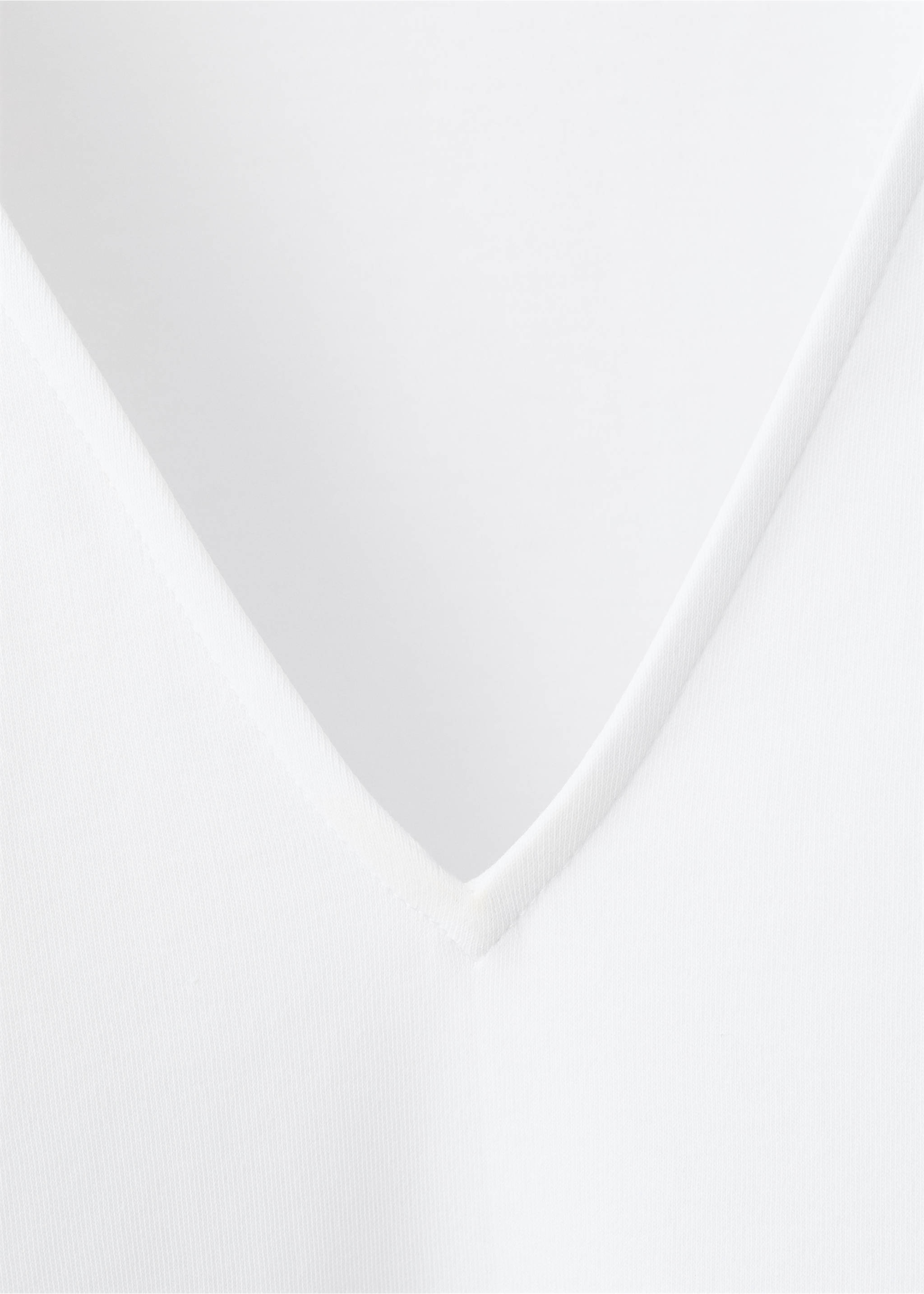 V-neck cotton T-shirt - Details of the article 8, White. Ref: 37021472-00.
